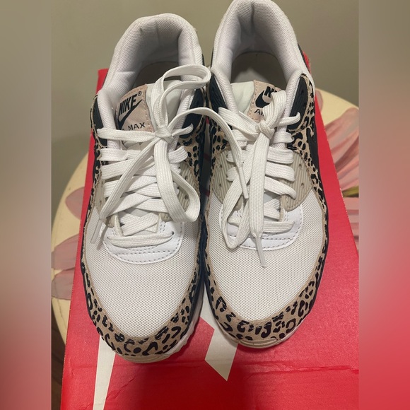 Nike Shoes - Nike White and Leopard Print Air Max Sneakers